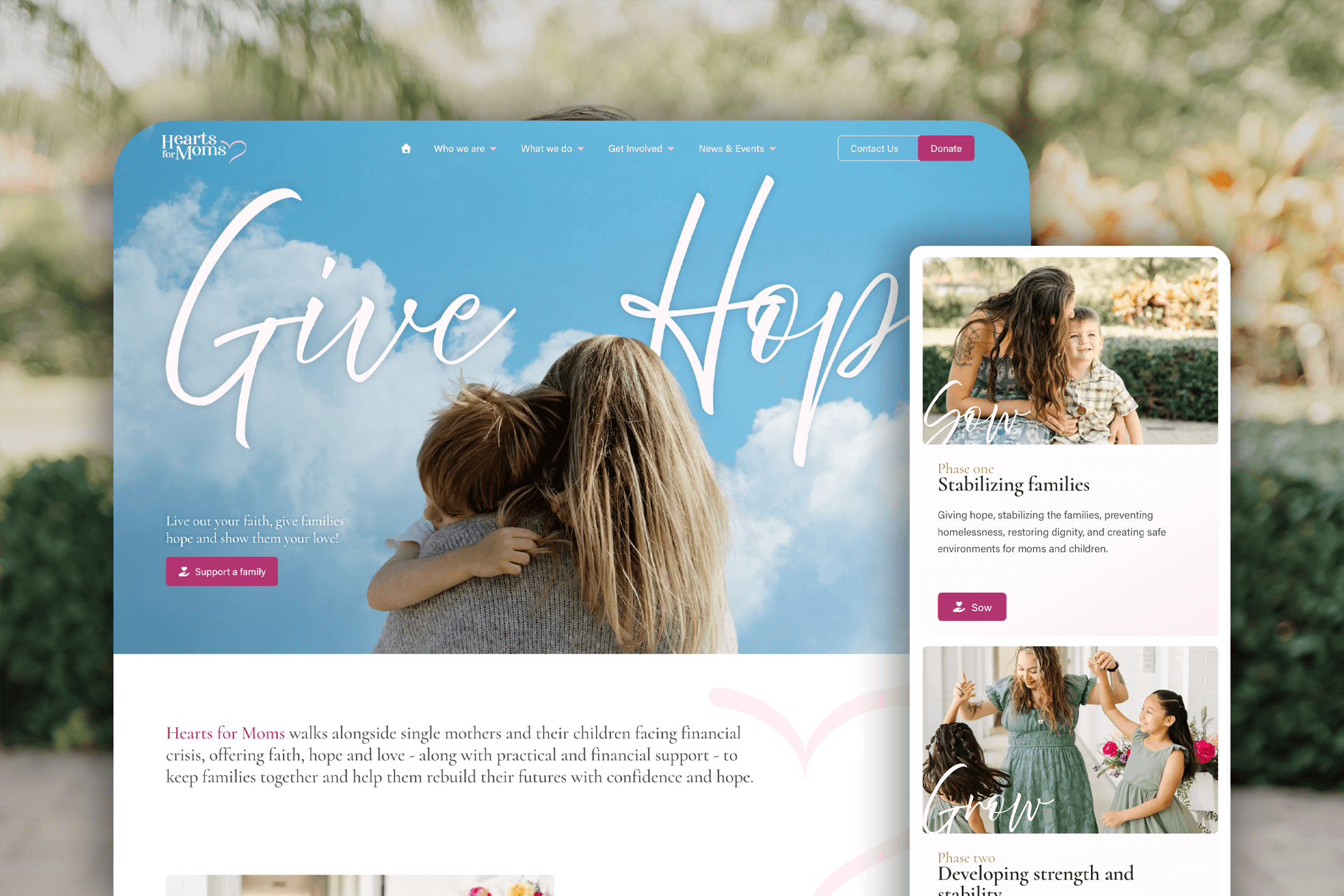 Hearts for Moms Homepage