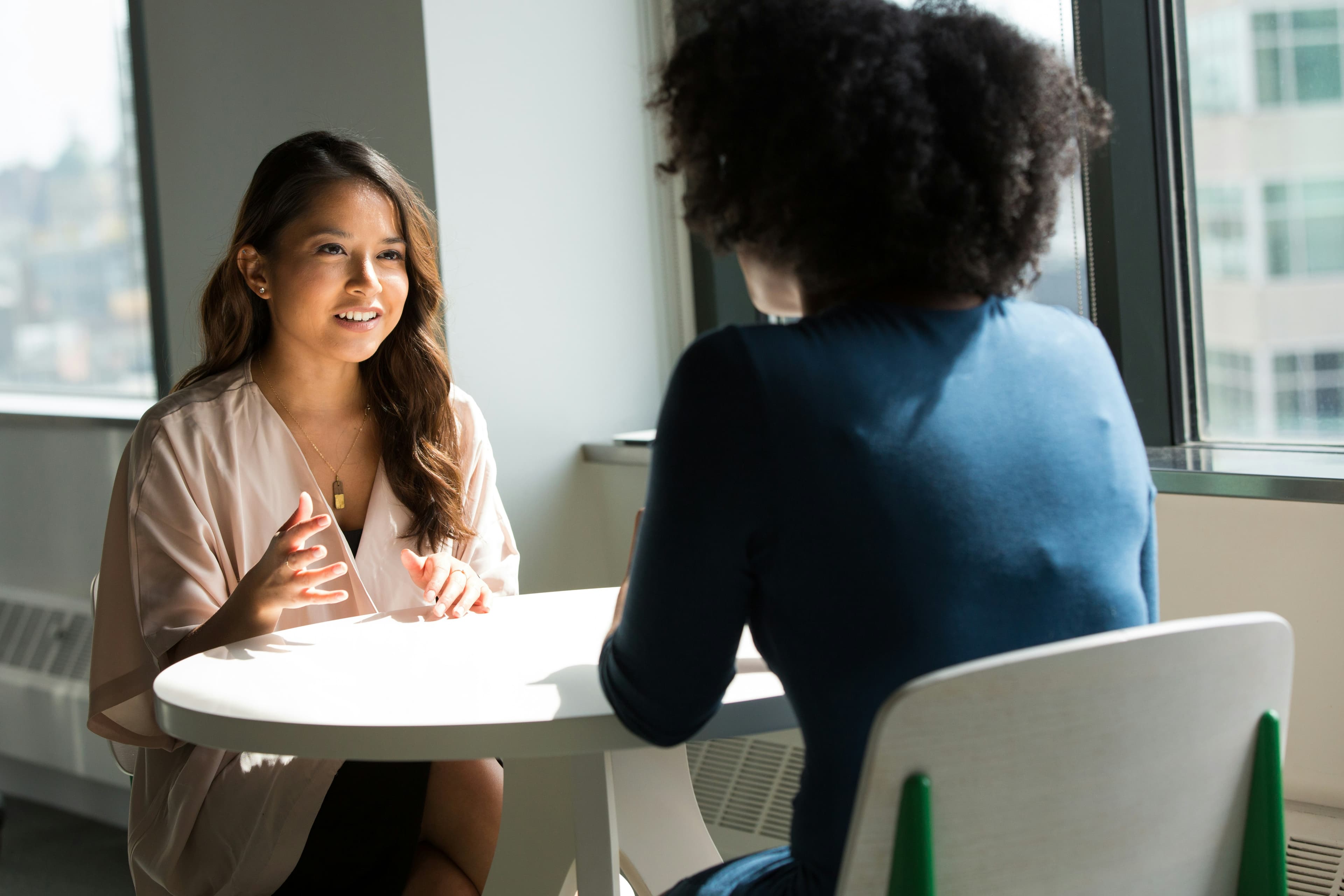 Two people having a conversation