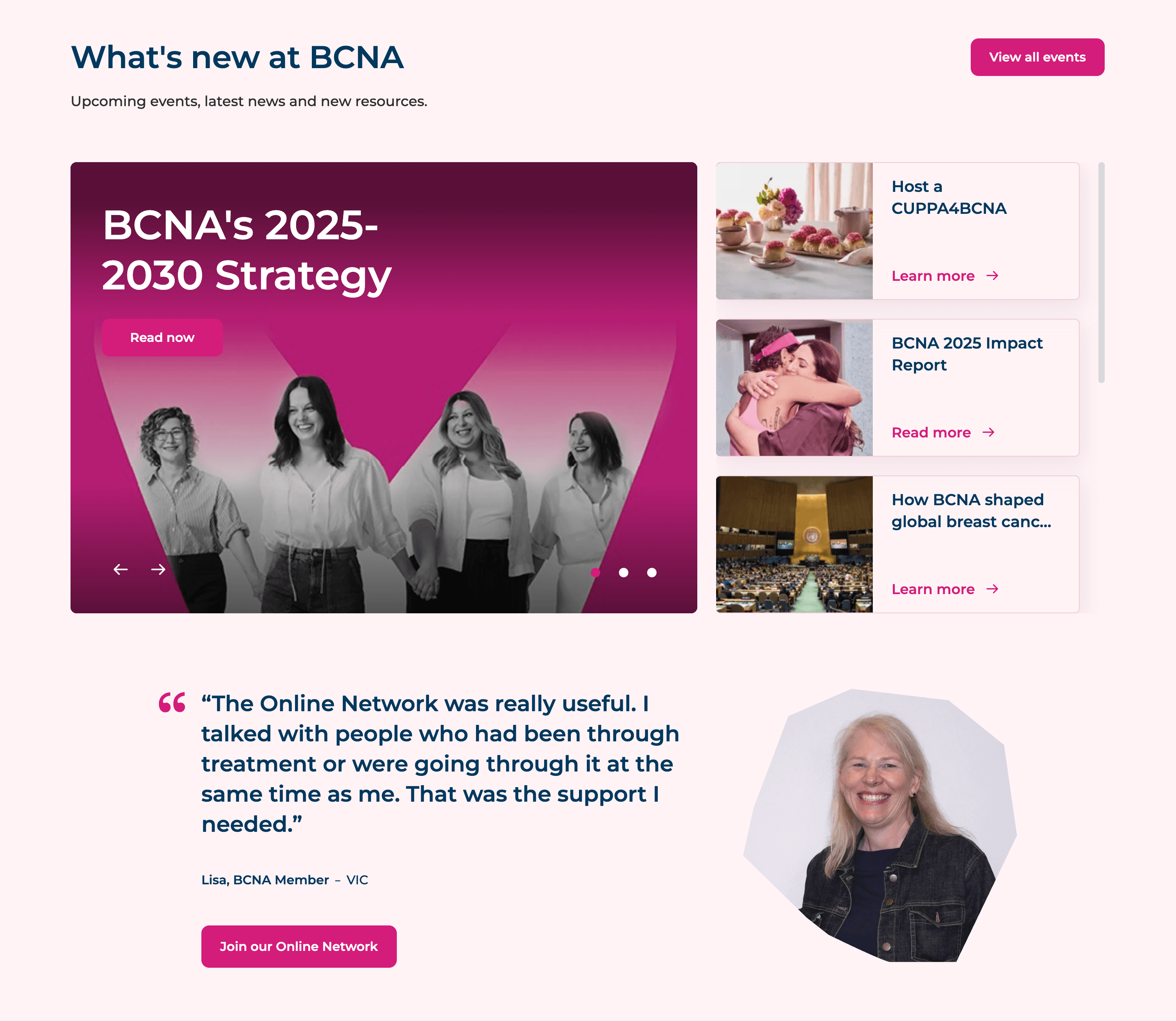BCNA website screenshot