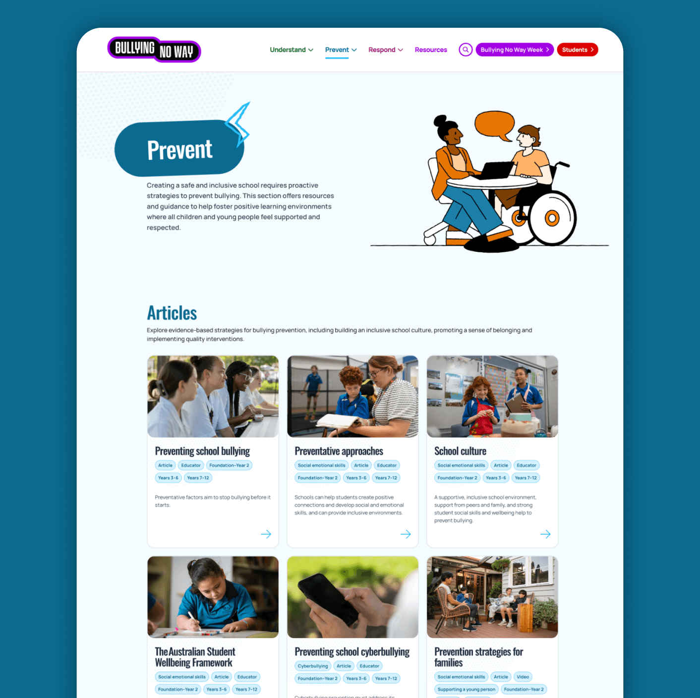 Bullying No Way Prevent Landing Page