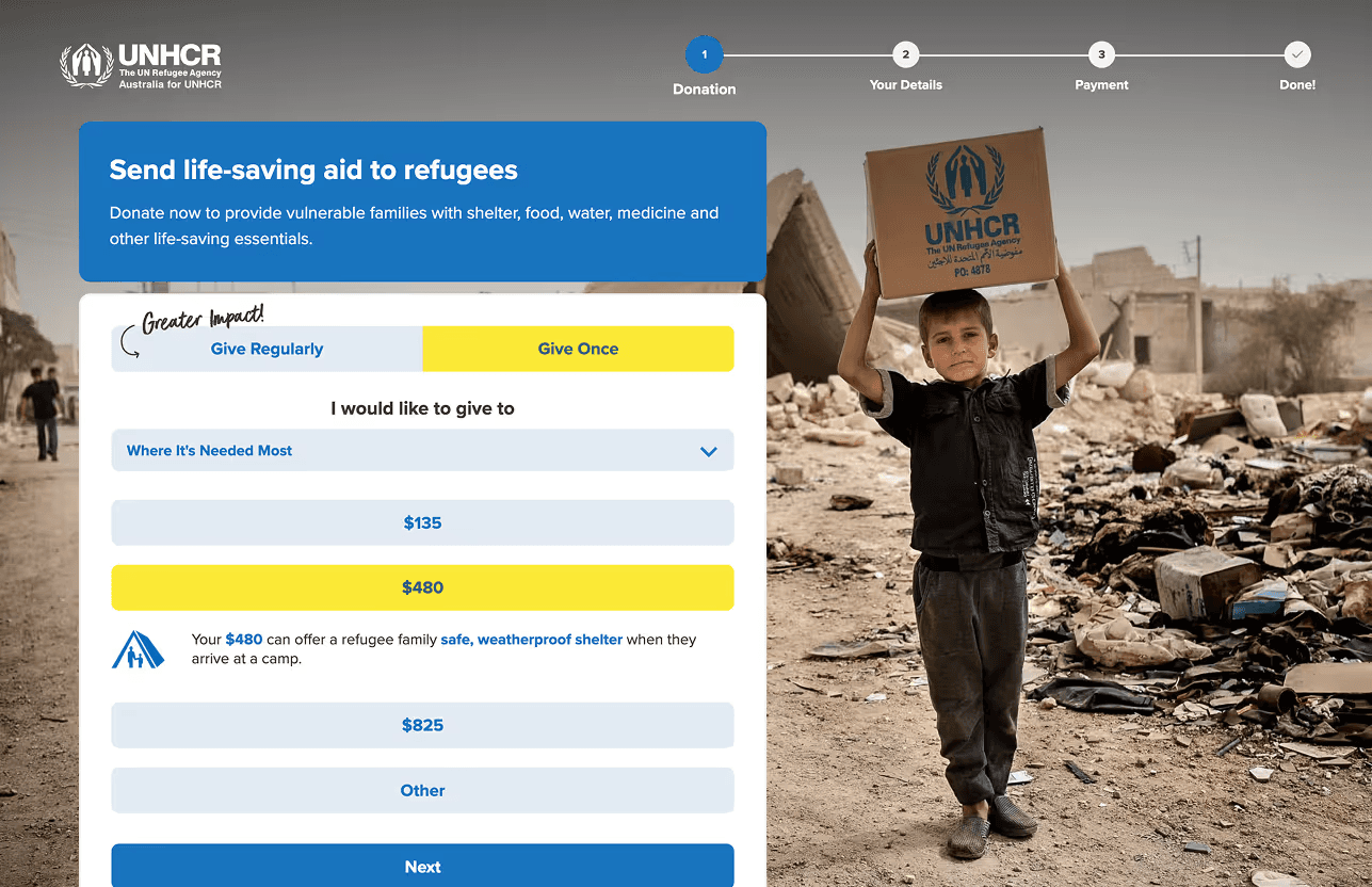 UNHCR Donation Page