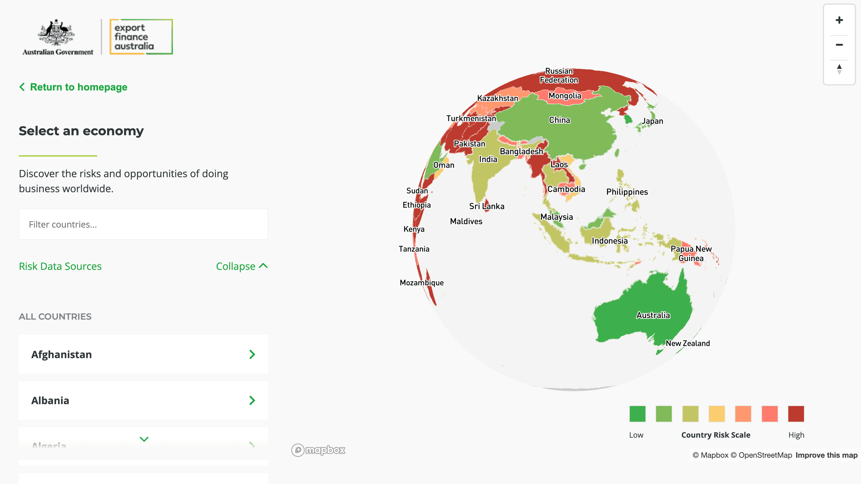 Export Finance Interactive Map