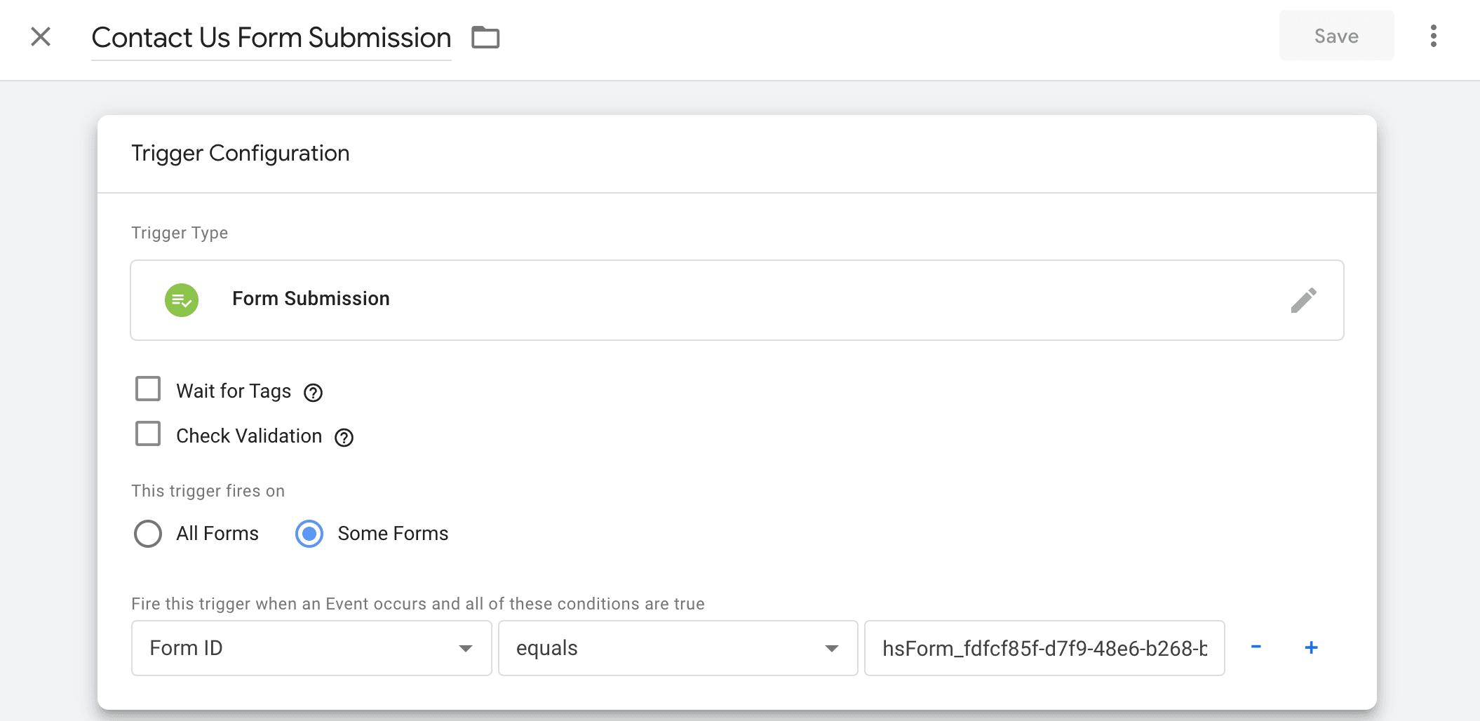 Form ID trigger to track Hubspot forms in GTM