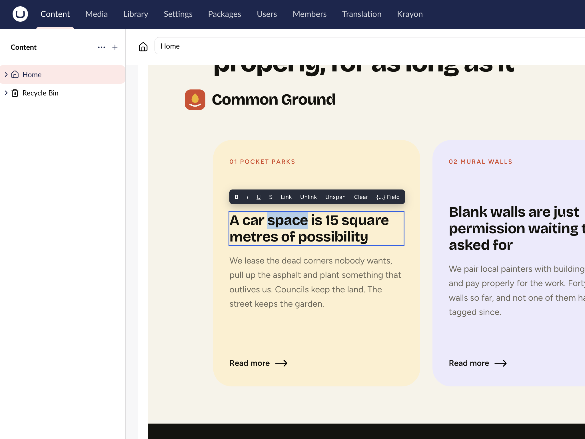 Inline editing